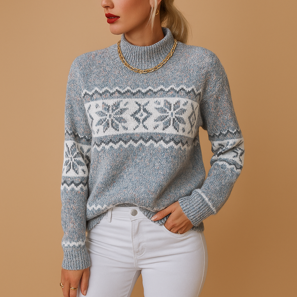 Claire | Women's Wool-Blend Turtleneck Knitted Sweater – Warm Printed Layer for Winter Casual Wear