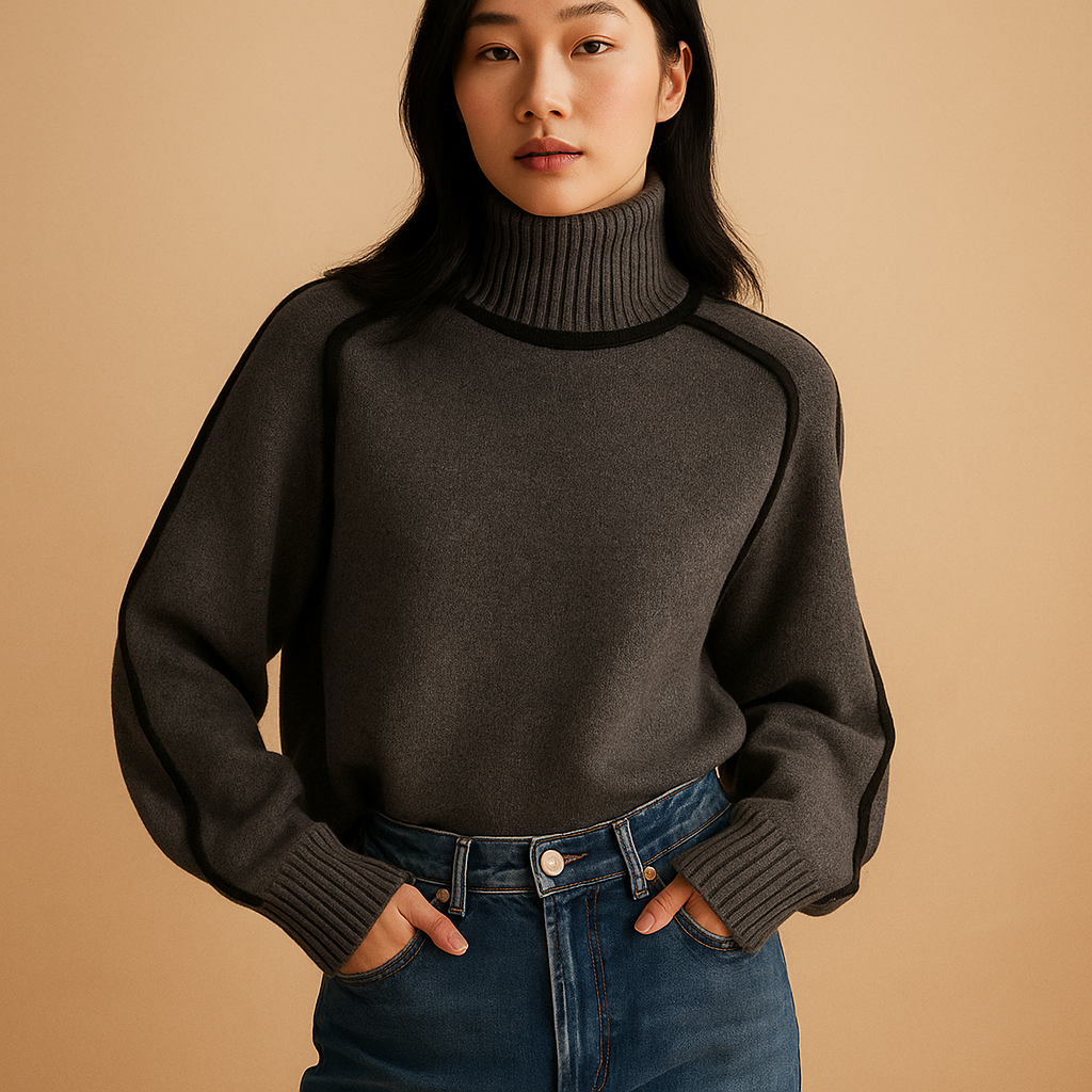 Eloise | Women's Turtleneck Knitted Sweater – Soft Relaxed Long Sleeve Layer for Smart Casual Autumn and Winter Wear
