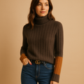 Edith | Women's Ribbed Turtleneck Sweater – Slim Long Sleeve Knit for Work Casual Days and Refined Seasonal Layering