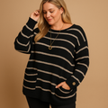 Shirley | Women's Relaxed Printed Knit Sweater – Soft Crew Neck Layer with Pockets for Everyday Cold-Season Wear