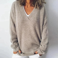 Amanda | Women's Relaxed V-Neck Sweater – Soft Long-Sleeve Knit for Everyday Wear
