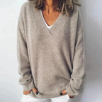 Amanda | Women's Relaxed V-Neck Sweater – Soft Long-Sleeve Knit for Everyday Wear