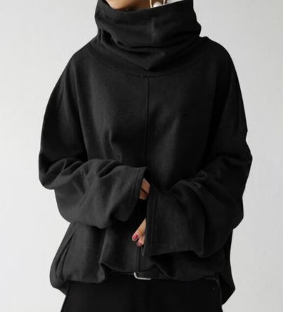 Elise | Women's Oversized Funnel-Neck Sweatshirt – Draped Pullover with Wide Sleeves