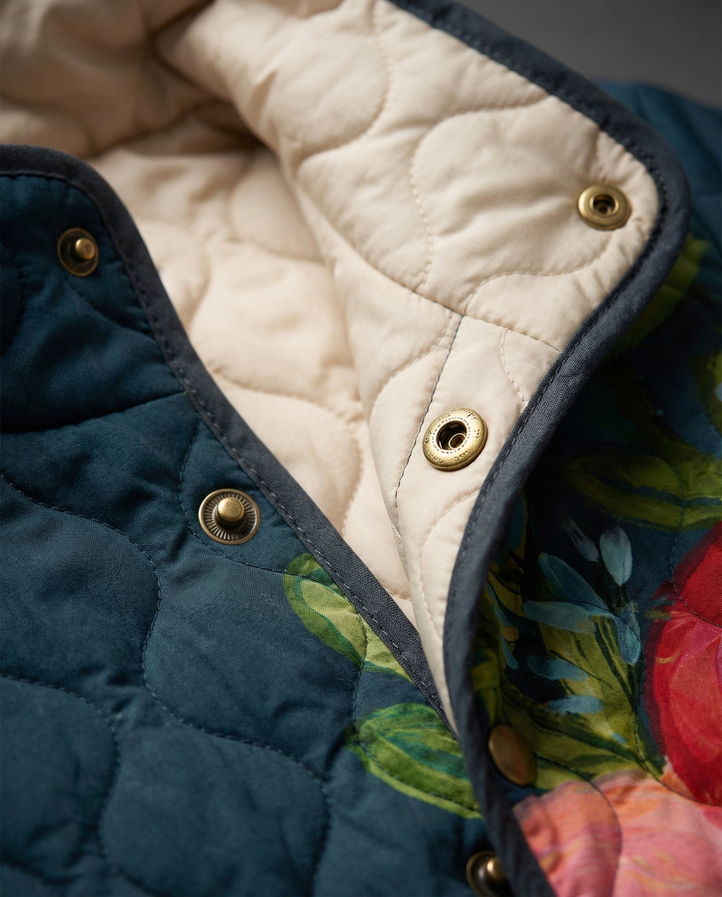 Ruth | Vintage Floral Print Quilted Jacket