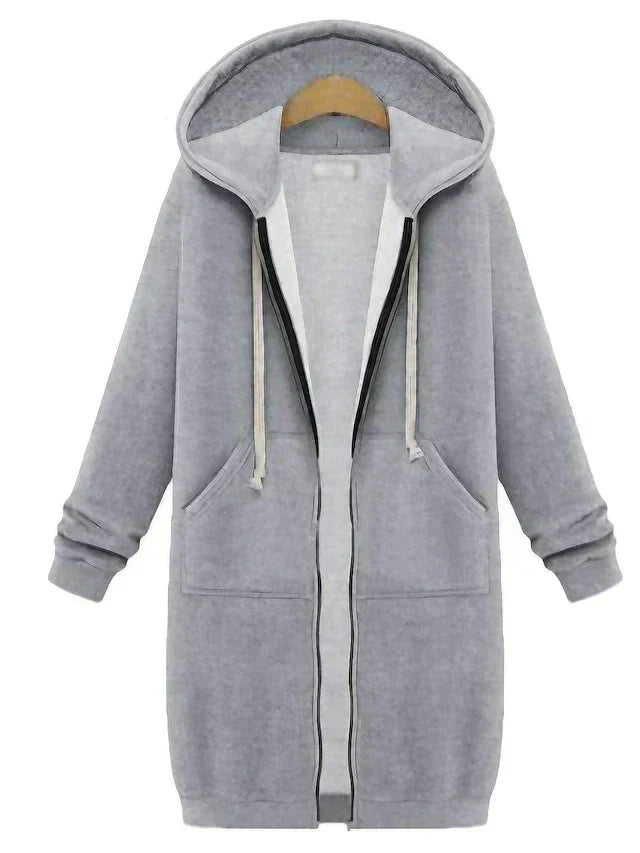 Grace | Women's Long Zip-Up Hoodie – Relaxed Hooded Cardigan Style for Casual Autumn Winter Loungewear and Everyday Layering