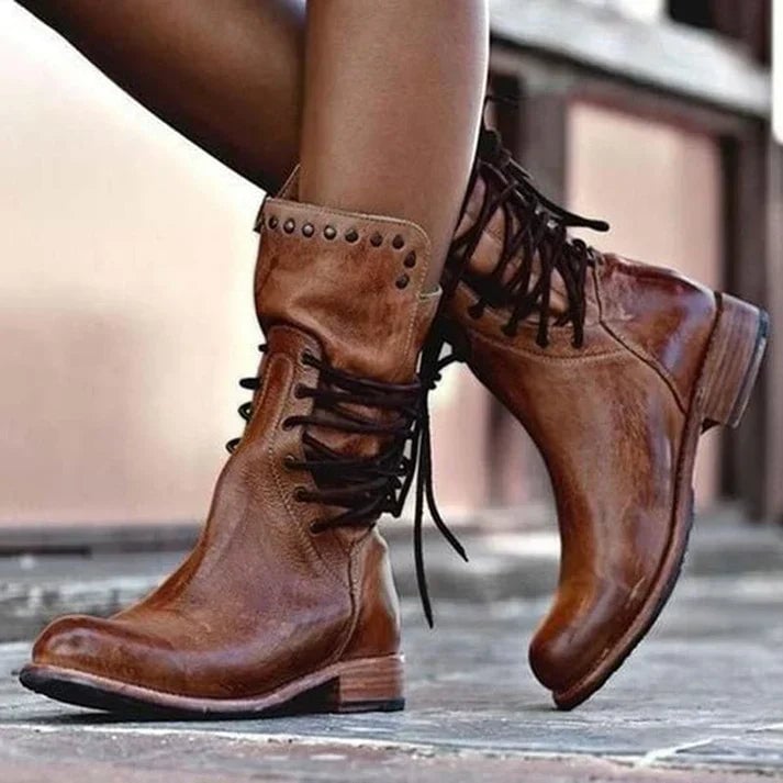 Lois | Lacey Stylish Leather Boots With Laces
