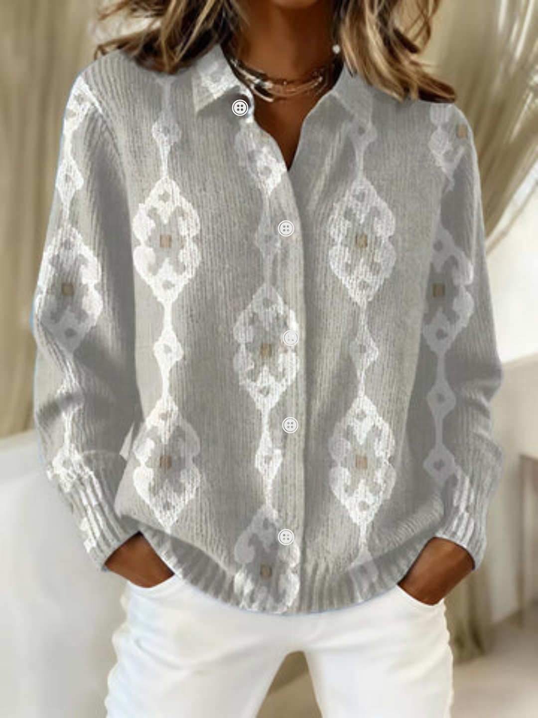 Rosalind | Knit Cardigan Diamond Pattern