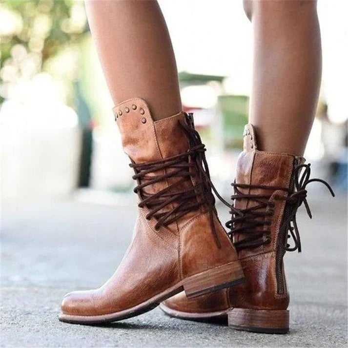 Lois | Lacey Stylish Leather Boots With Laces