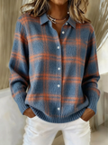 Caroline | Warm Blue Check Cardigan