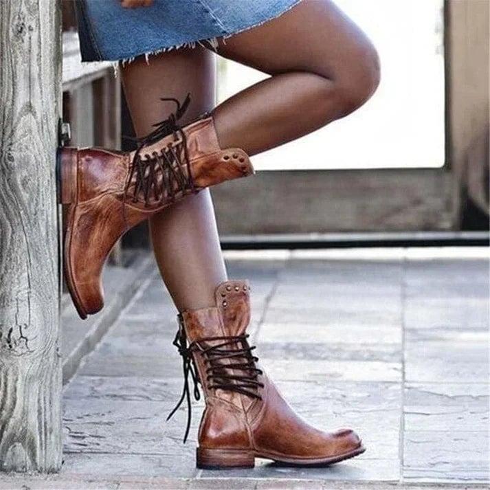 Lois | Lacey Stylish Leather Boots With Laces