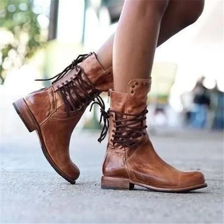 Lois | Lacey Stylish Leather Boots With Laces