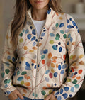 Esther | Botanical Leaf Print Zip Cardigan