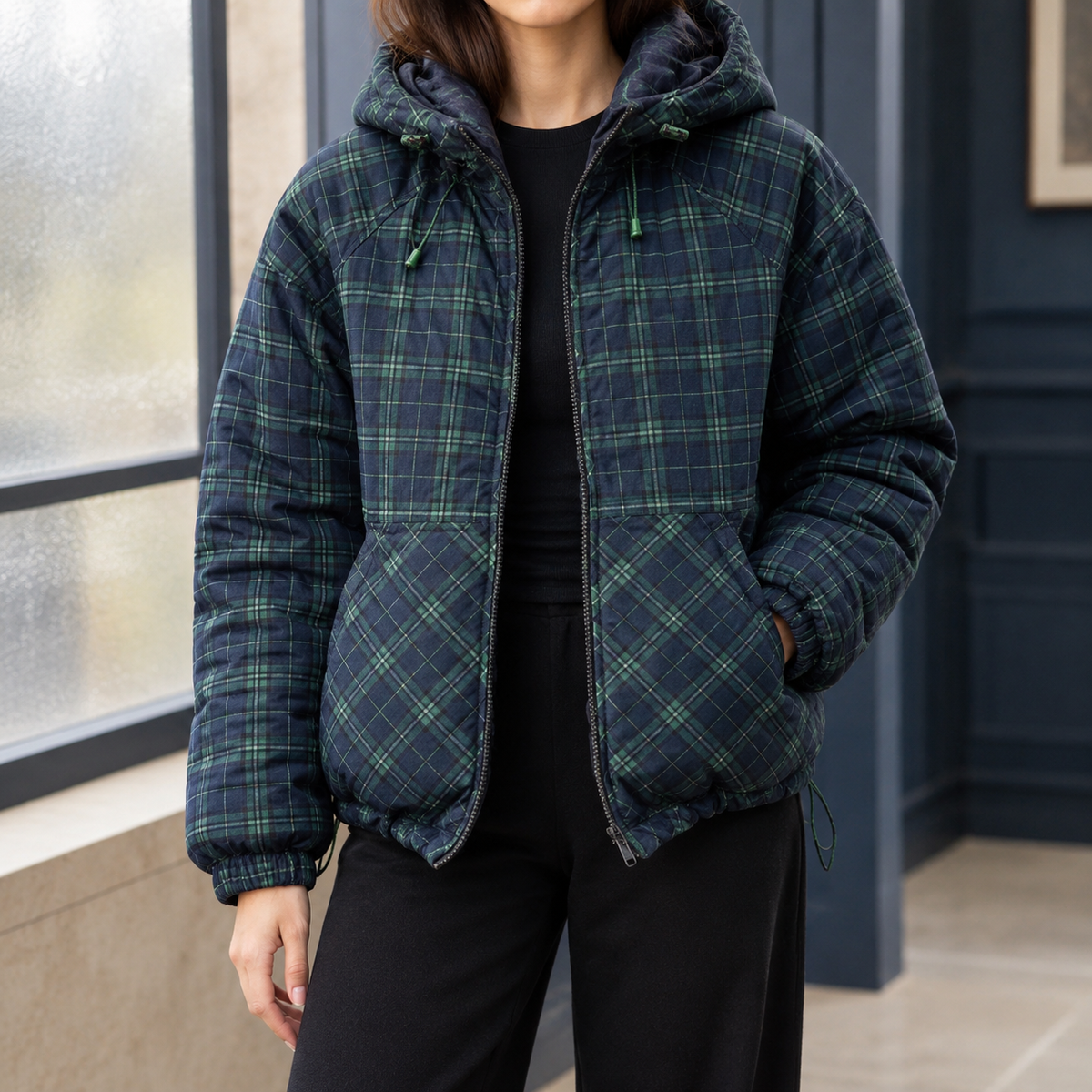 Lauren | Plaid Hooded Jacket