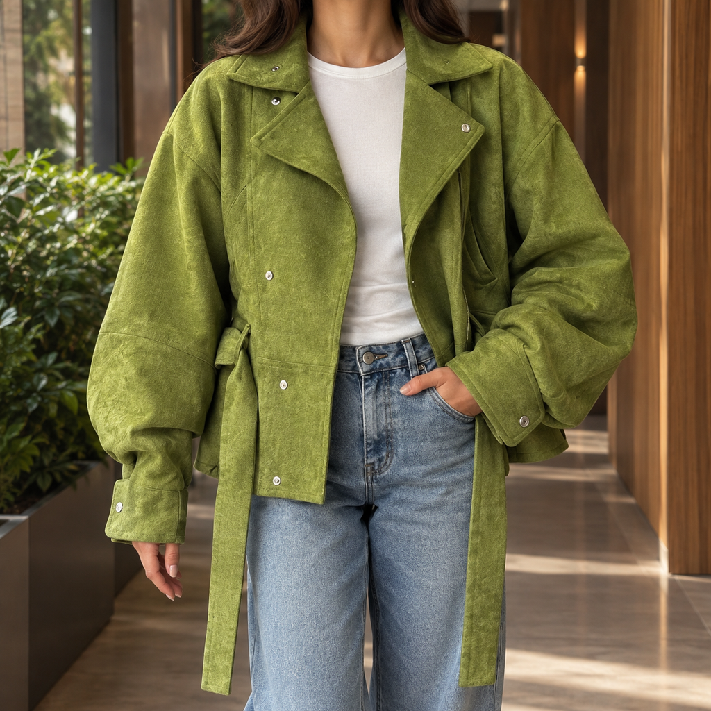 Audrey | Belted Moto Jacket
