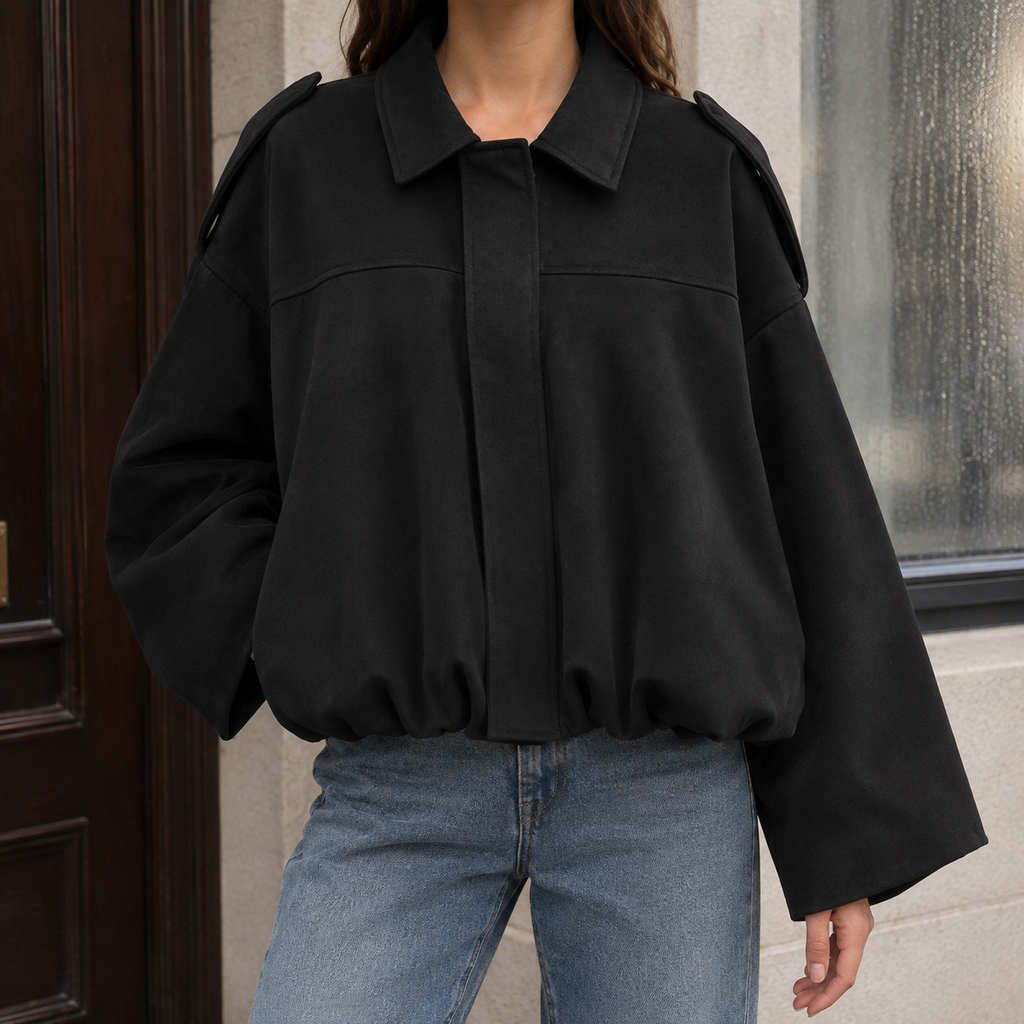 Elise | Suede Bomber Jacket