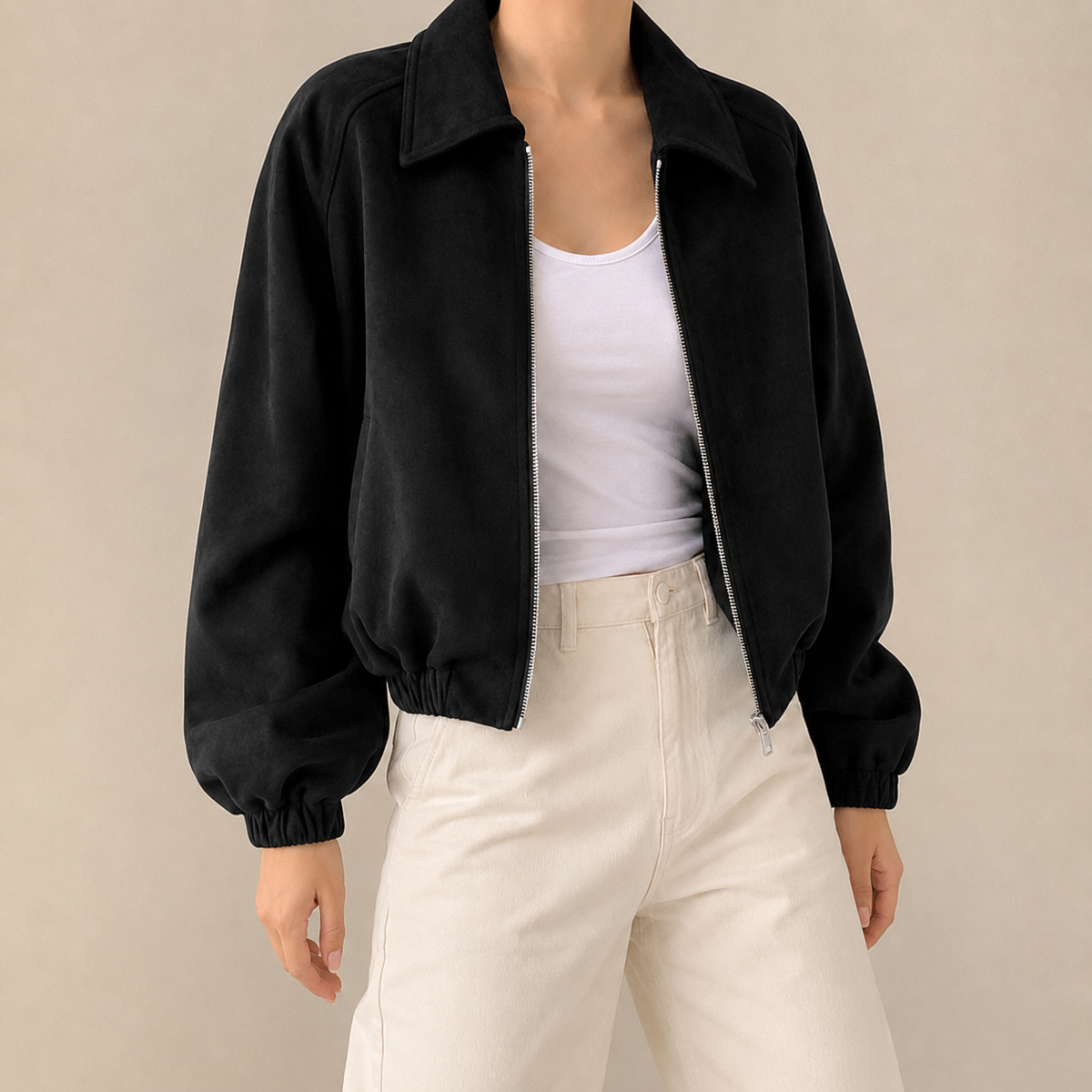 Eloise | Faux Suede Crop Jacket