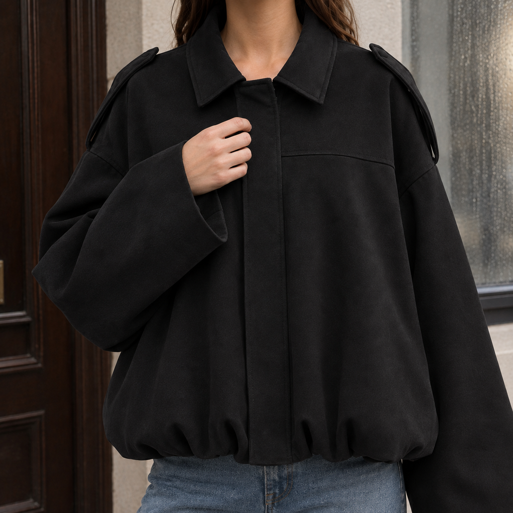 Elise | Suede Bomber Jacket