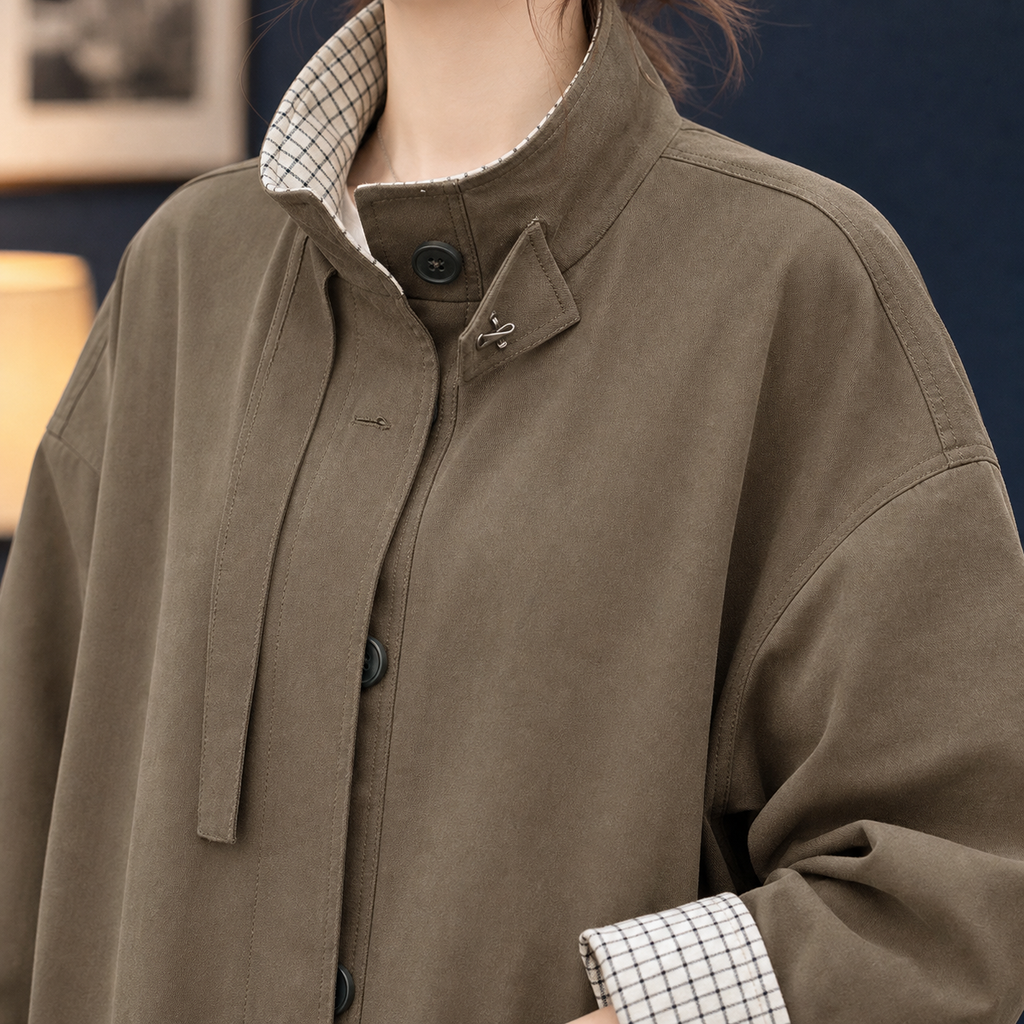 Grace | Check-Trim Overcoat