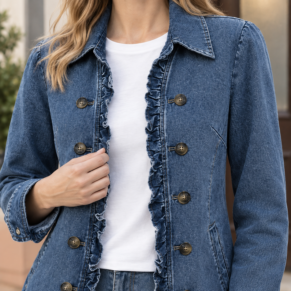 Vivienne | Ruffle Denim Jacket