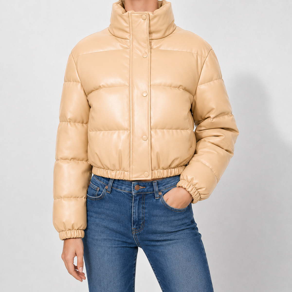 Claire | Faux Leather Puffer Jacket