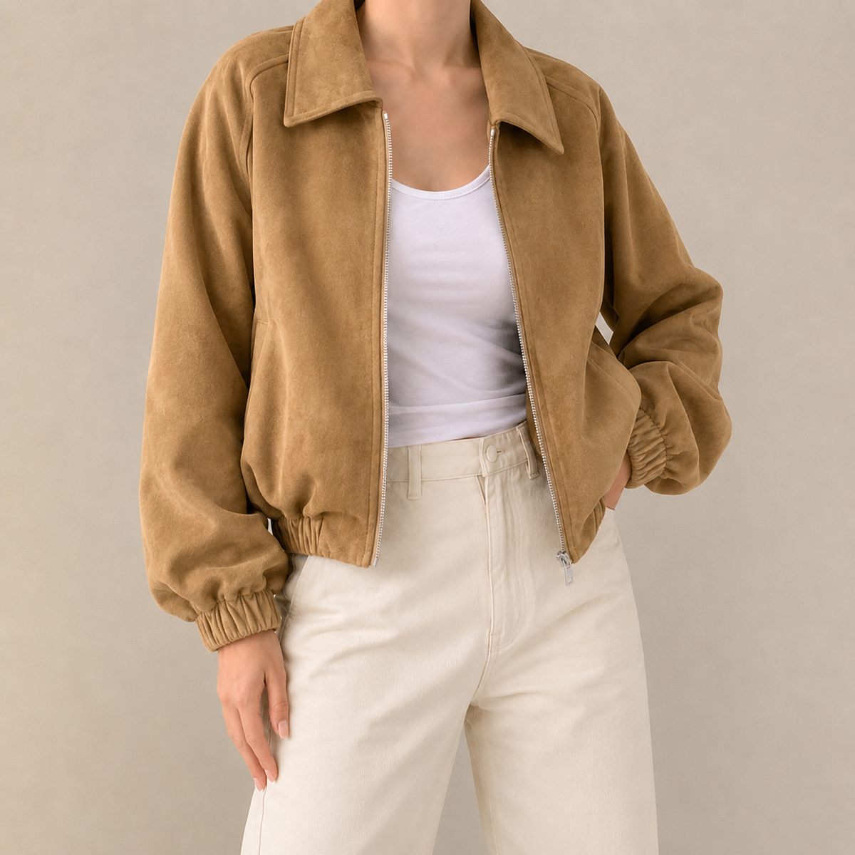 Eloise | Faux Suede Crop Jacket