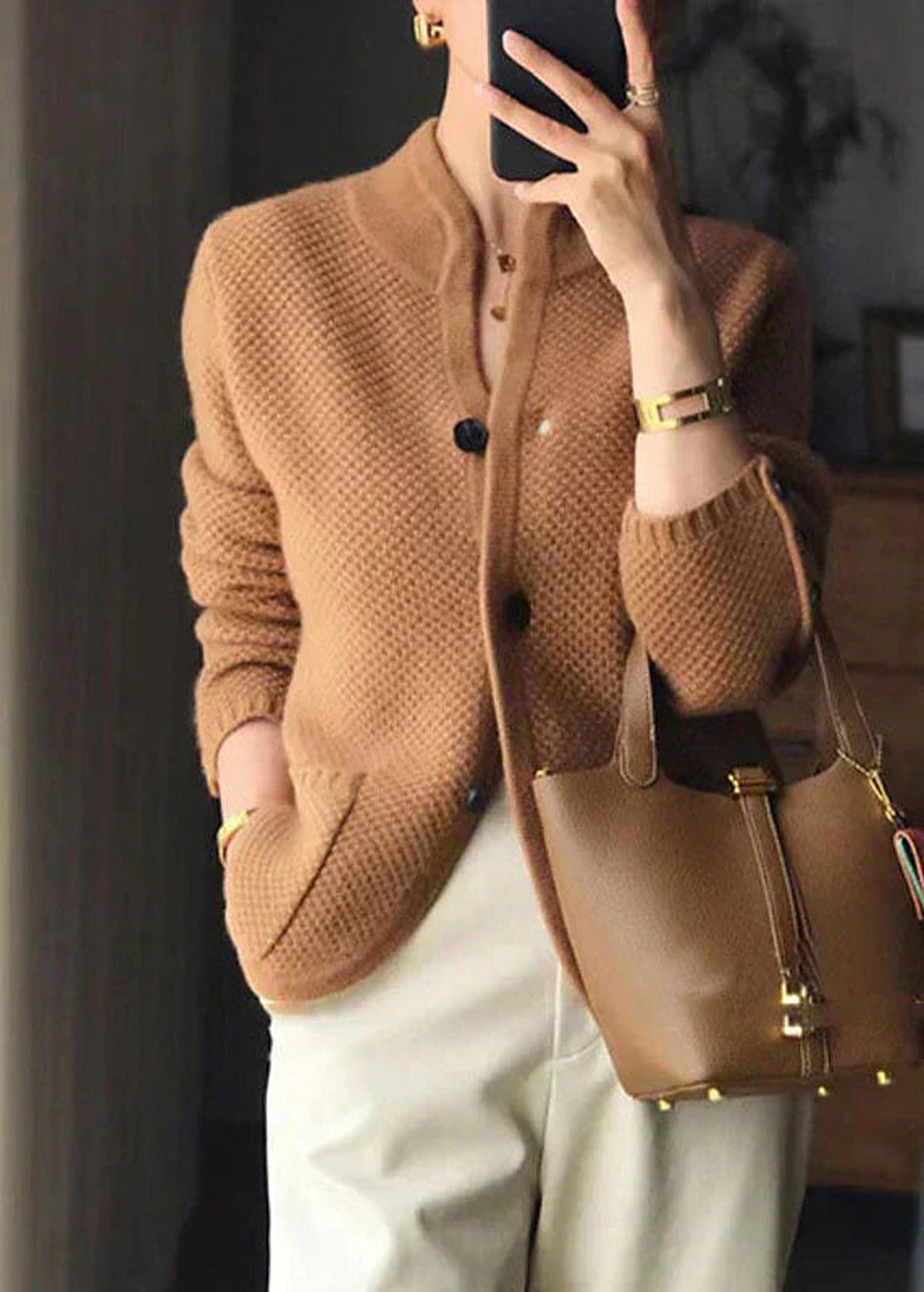 Priscilla | Women's Relaxed Button-Up Knitted Cardigan – Soft Textured Layer for Smart Casual Work Autumn Winter and Everyday Wear