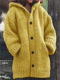 Katherine | Women's Oversized Hooded Knitted Cardigan – Chunky Button-Up Longline Layer with Pockets for Casual Autumn Winter Everyday Wear