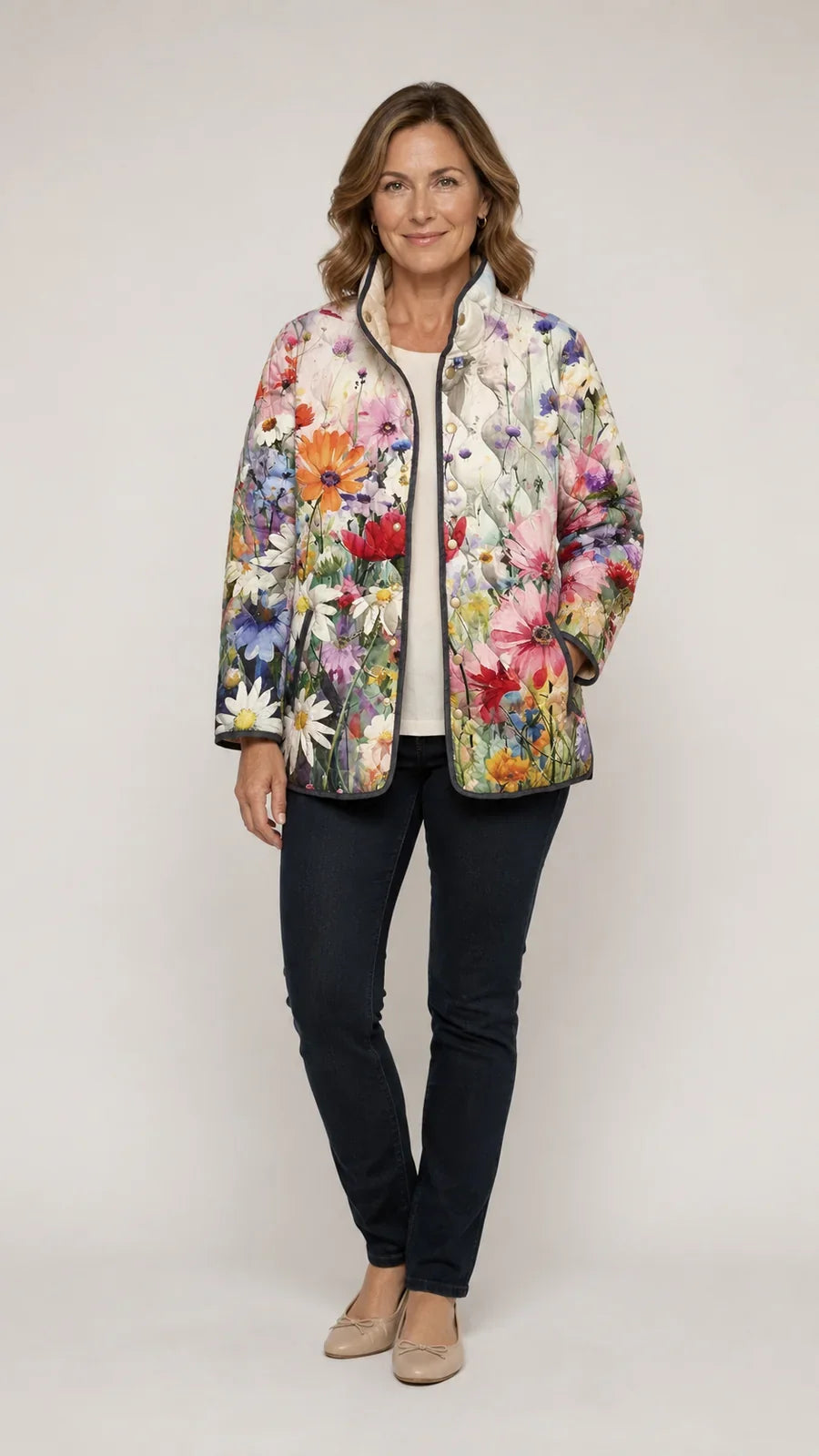 Isabel | Charming Vintage Floral Print Quilted Jacket