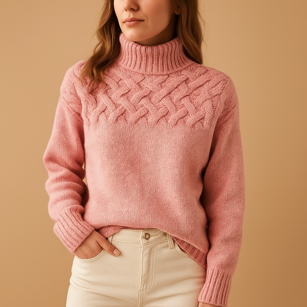 Tilly | Women's Cable-Yoke Turtleneck Sweater – Textured Winter Knit for Refined Everyday Layering