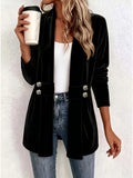 Evelyn | Black Velvet Button-Tab Cardigan