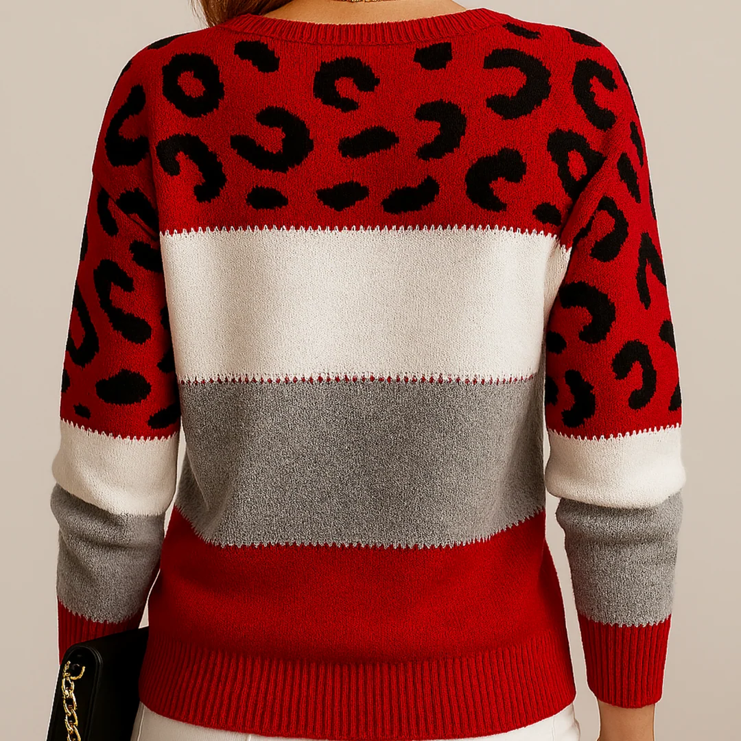 Laura | Women's Printed Knit Sweater – Relaxed Long-Sleeve Style for Autumn and Winter Wear