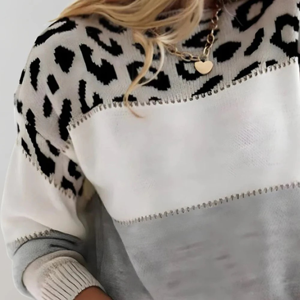 Laura | Women's Printed Knit Sweater – Relaxed Long-Sleeve Style for Autumn and Winter Wear