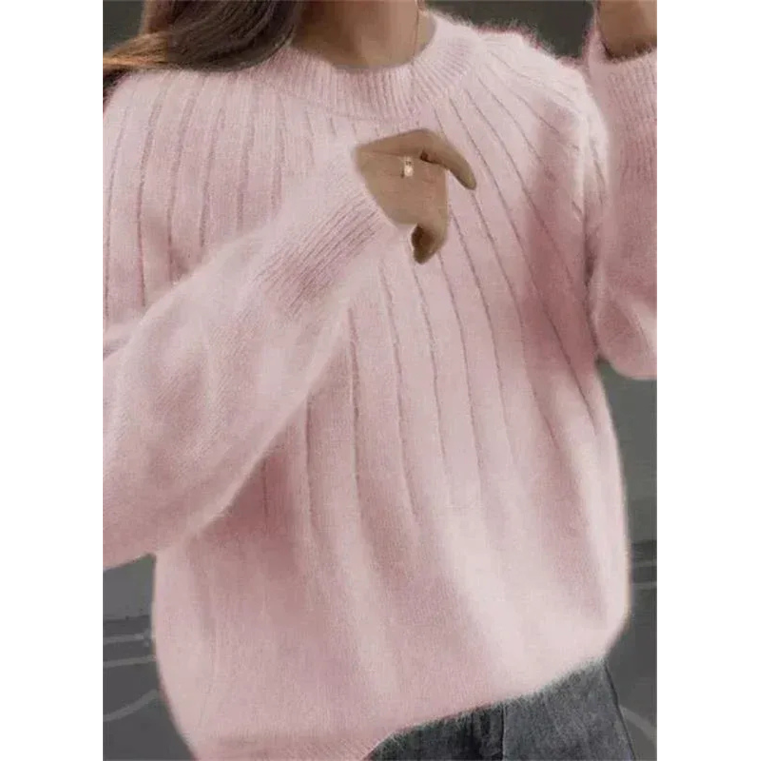 Sally | Women's Soft Ribbed Knit Sweater – Relaxed Crew-Neck Style for Autumn and Winter Wear