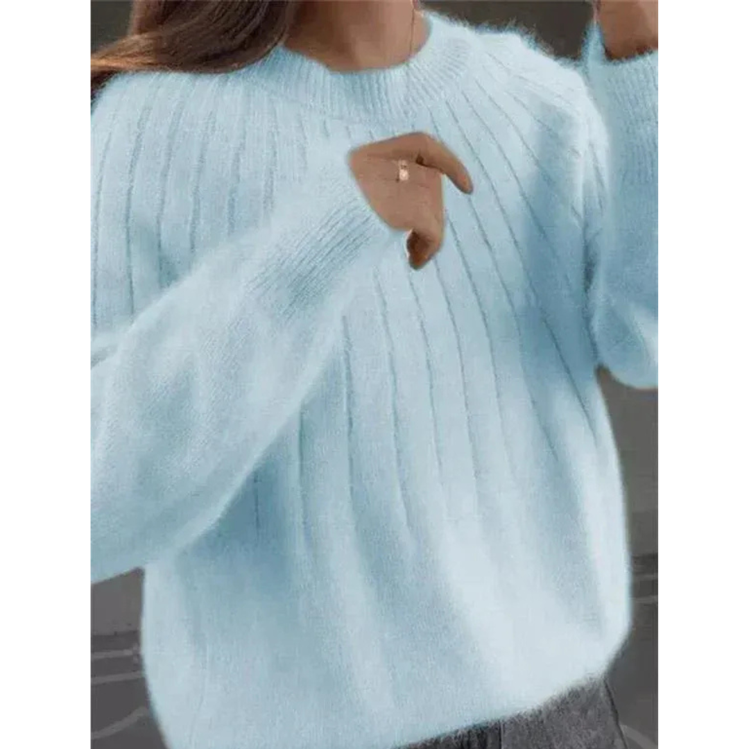 Sally | Women's Soft Ribbed Knit Sweater – Relaxed Crew-Neck Style for Autumn and Winter Wear