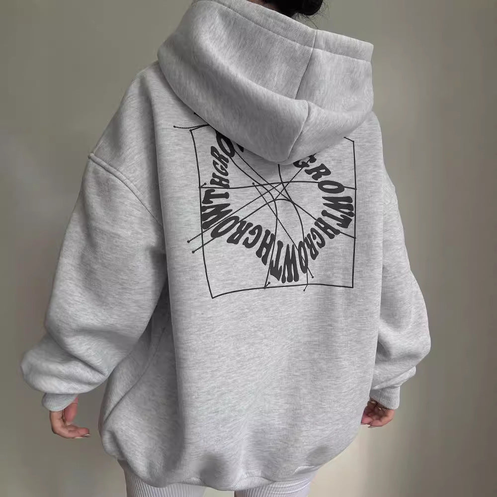 Iris | Women's Oversized Printed Hoodie – Cotton-Blend Streetwear Layer for Travel and Casual Days