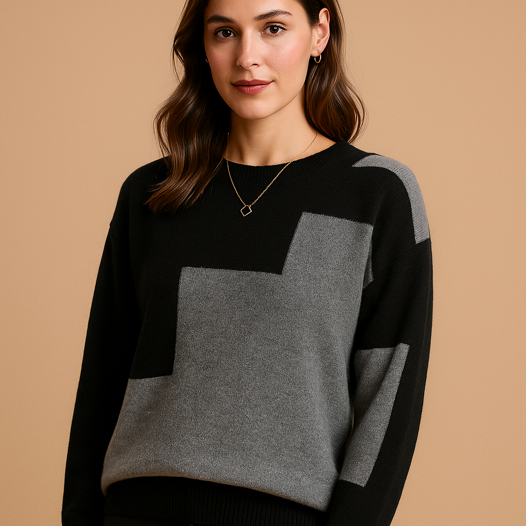 Kelly | Women's Printed Knitted Sweater – Relaxed Crew Neck Layer for Casual Autumn and Winter Wear