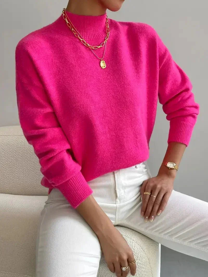 Nora | Women's Mock Neck Sweater – Soft Minimalist Knit for Autumn and Winter