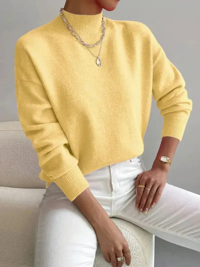 Nora | Women's Mock Neck Sweater – Soft Minimalist Knit for Autumn and Winter