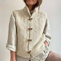 Phoebe | Women's Textured Knitted Vest – High-Neck Toggle-Button Sleeveless Layer for Casual Autumn Winter Work and Everyday Wear