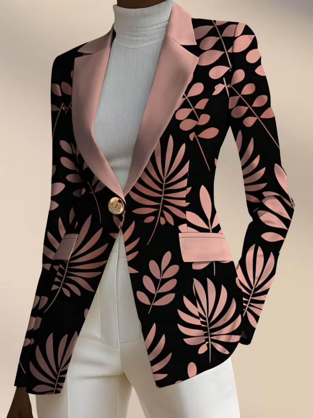 Penelope | Pink Leaf Blazer