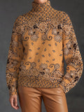 Valerie | Caramel Paisley Turtleneck