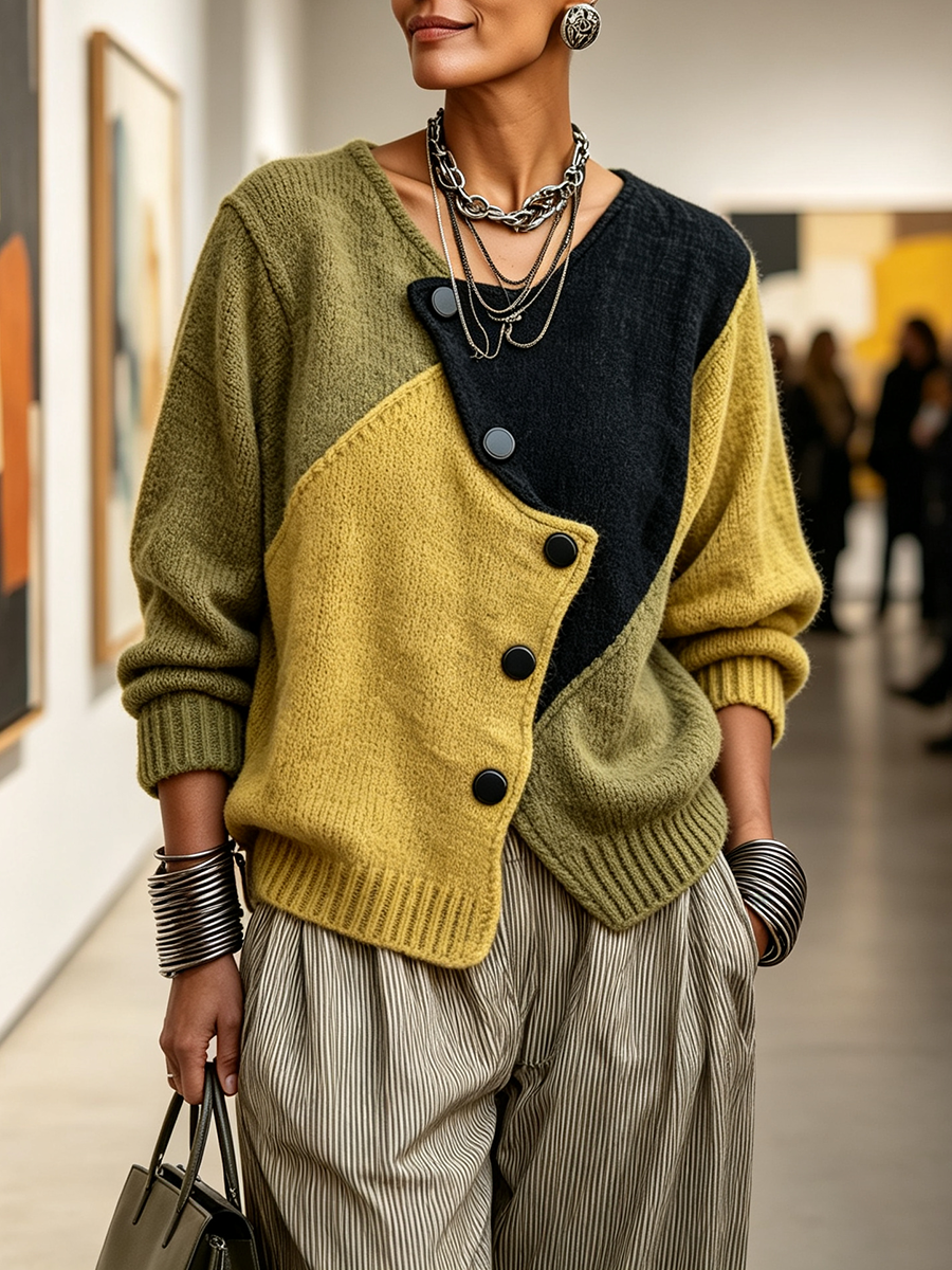 Esther | Weston Color-Block Knit Sweater