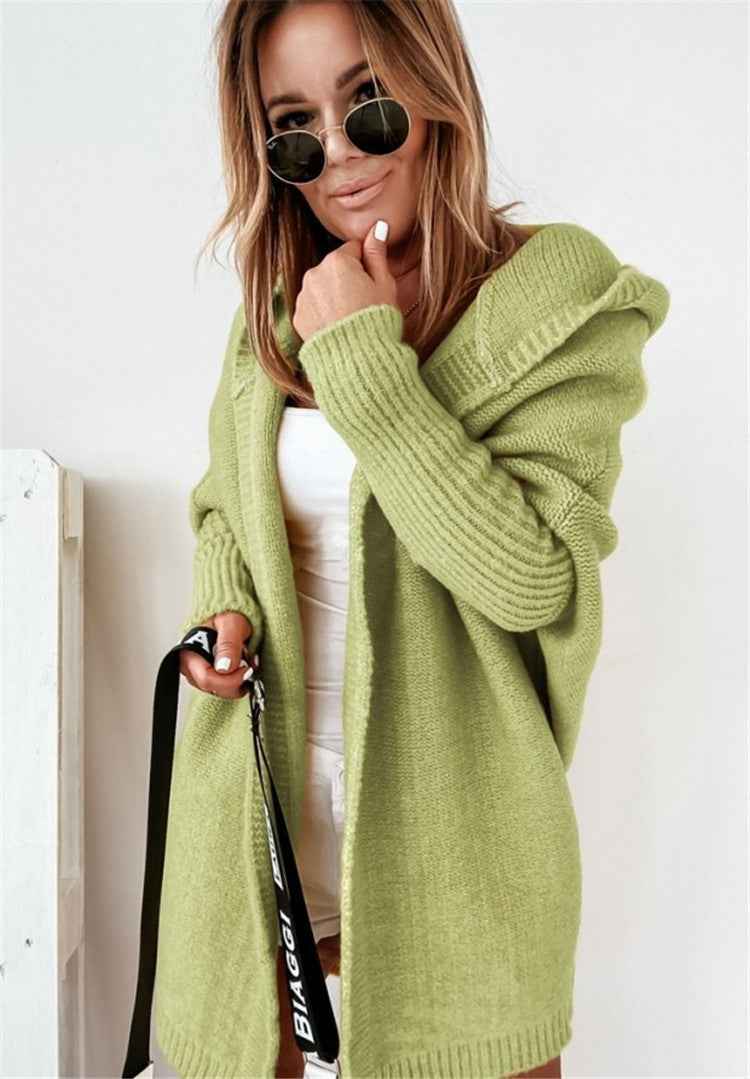Harriet | Women's Hooded Oversized Knit Cardigan – Cosy Open-Front Layer for Autumn and Travel