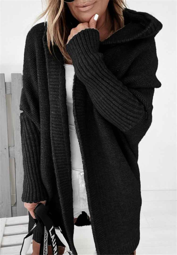 Harriet | Women's Hooded Oversized Knit Cardigan – Cosy Open-Front Layer for Autumn and Travel