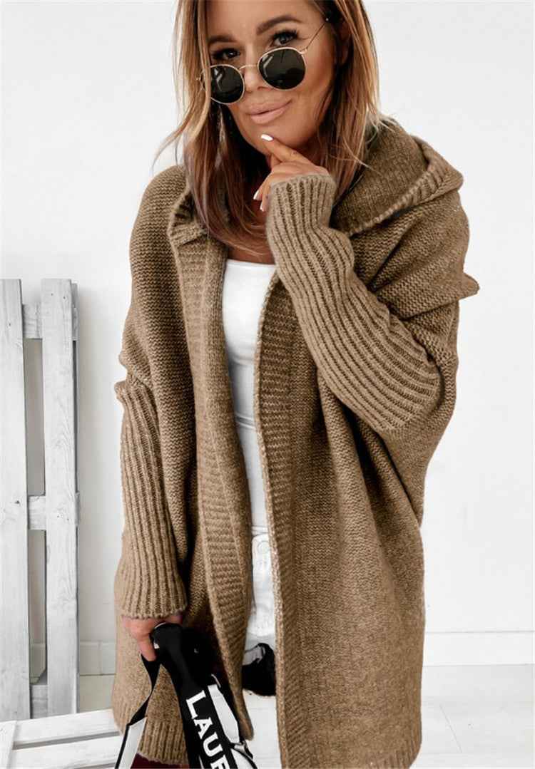 Harriet | Women's Hooded Oversized Knit Cardigan – Cosy Open-Front Layer for Autumn and Travel