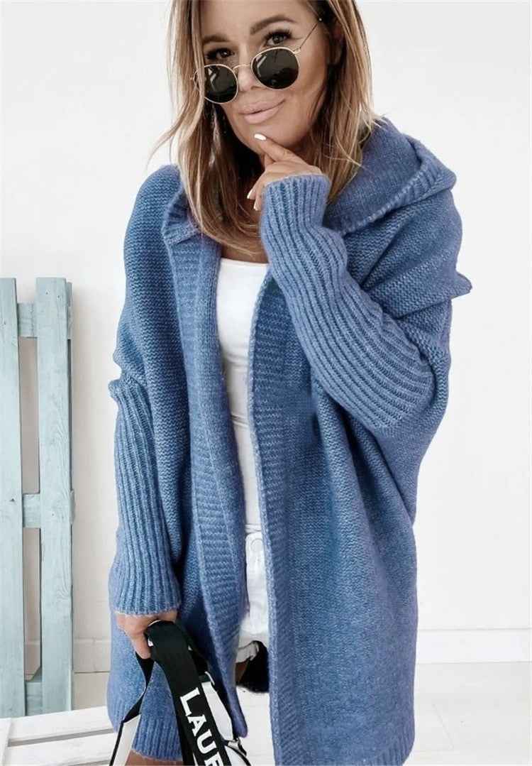 Harriet | Women's Hooded Oversized Knit Cardigan – Cosy Open-Front Layer for Autumn and Travel