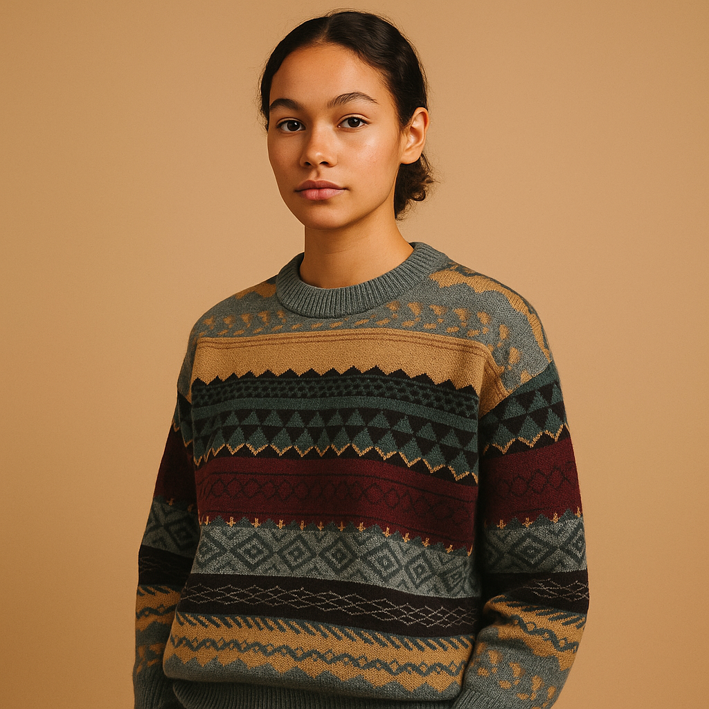 Amy | Women's Oversized Printed Knitted Sweater – Soft Relaxed Layer for Autumn and Winter Casual Wear