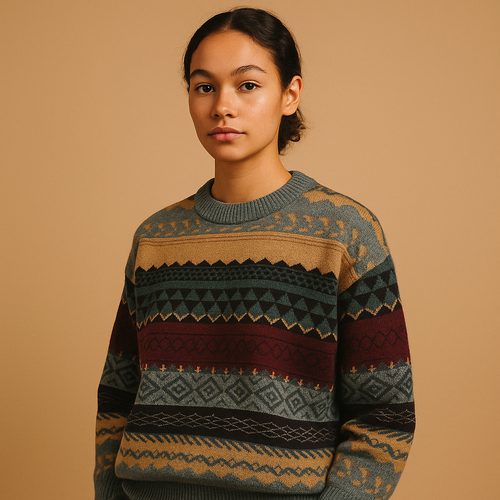 Amy | Women's Oversized Printed Knitted Sweater – Soft Relaxed Layer for Autumn and Winter Casual Wear
