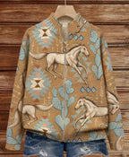 Greta | Desert Horse and Cactus Zip Cardigan