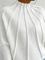 Lydia | Women's Mock-Neck Batwing Knit Sweater – Ribbed Sculptural Jumper with Flared Cuffs for Elegant Autumn Casual Wear
